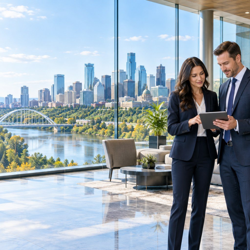Property support meeting in an Edmonton office